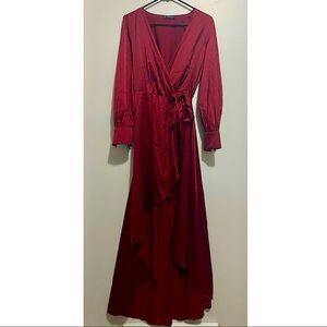 SHEIN Burgundy Satin Maxi Dress